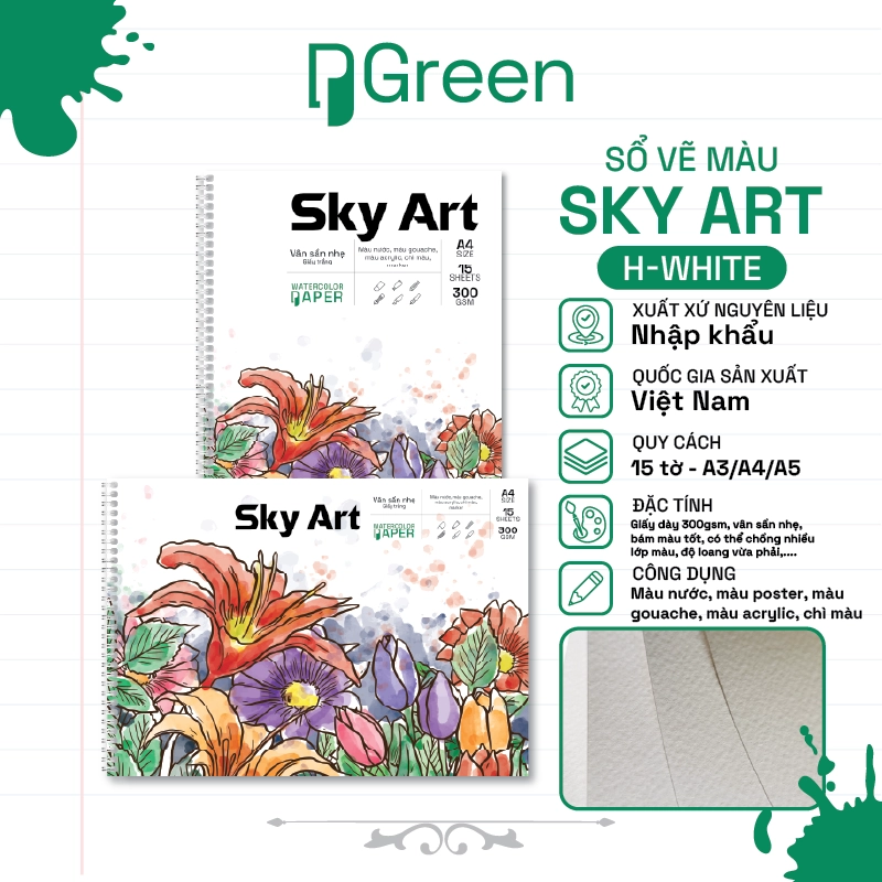 Sổ vẽ Sky Art H White (300gsm)