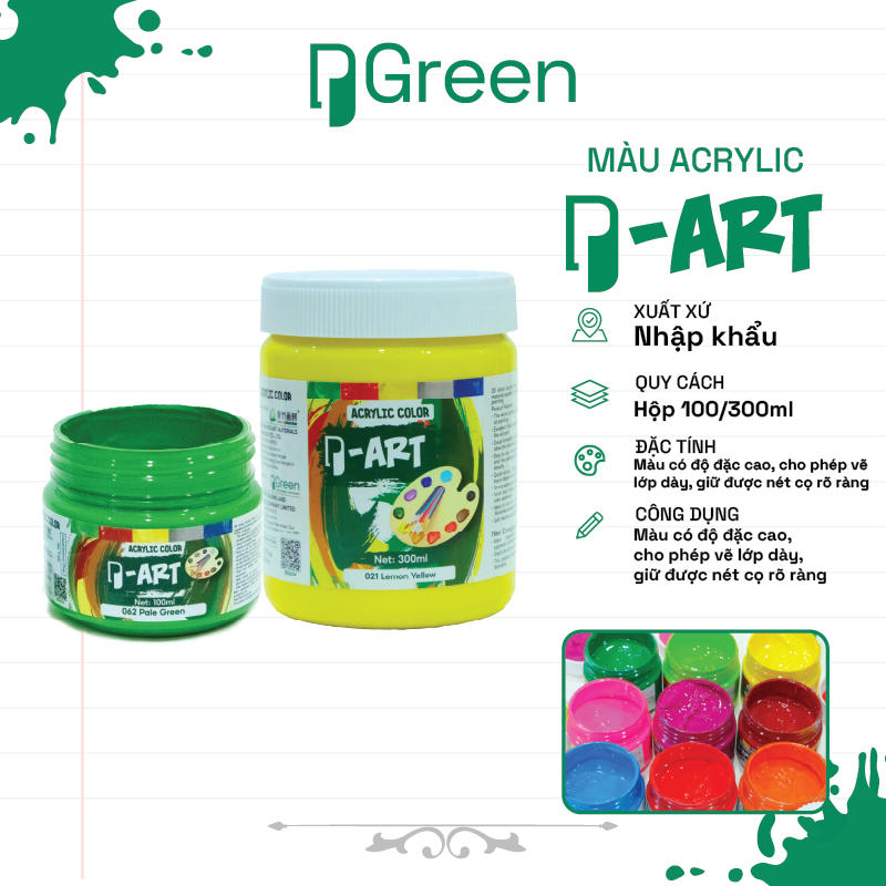 Màu Acrylic P-ART Cao Cấp - 100/300ml